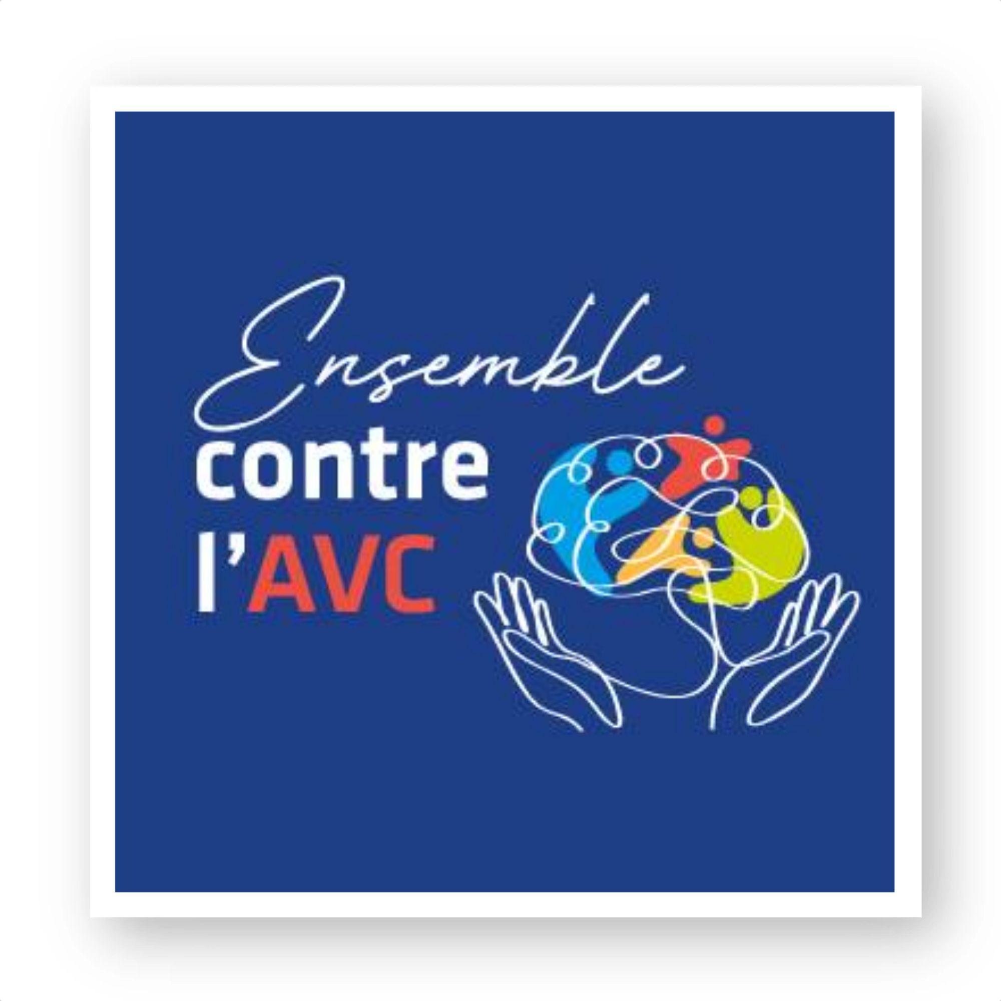 Stickers découpe carrée - par 20 "Ensemble contre l'AVC"