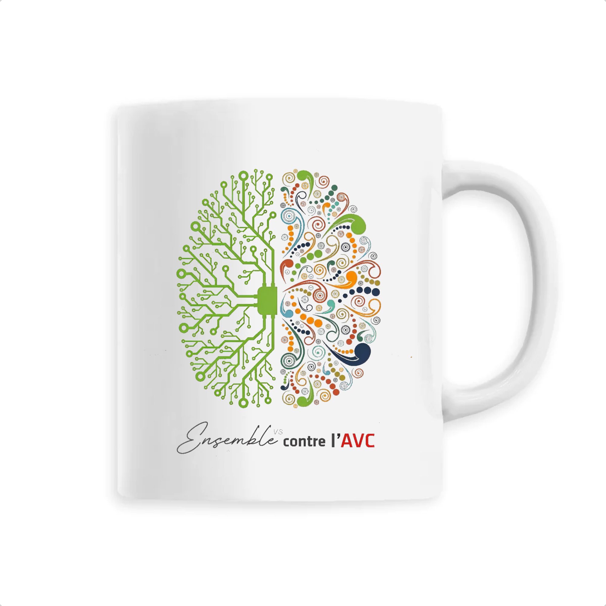 Mug blanc - France AVC 44 / Ensemble contre l`AVC - Cerveau