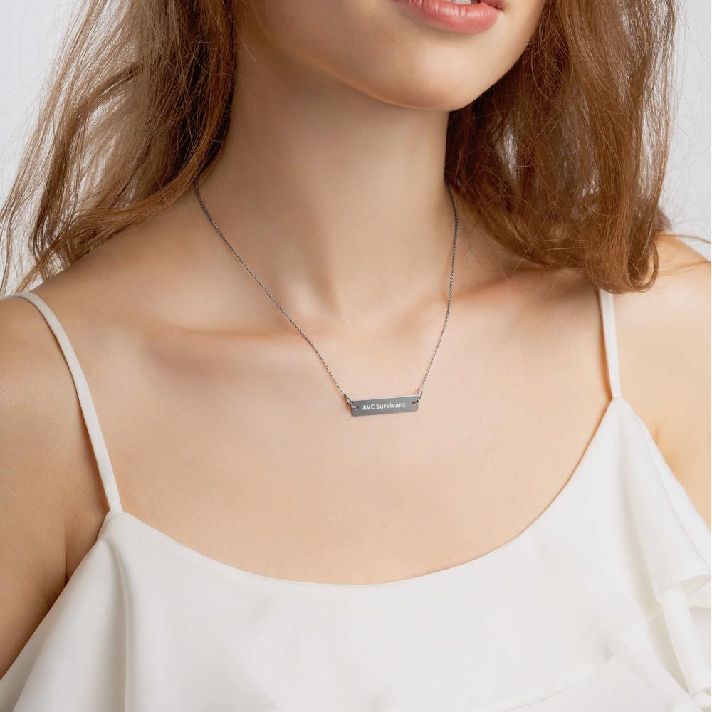 Collier en argent gravé "AVC Survivant"