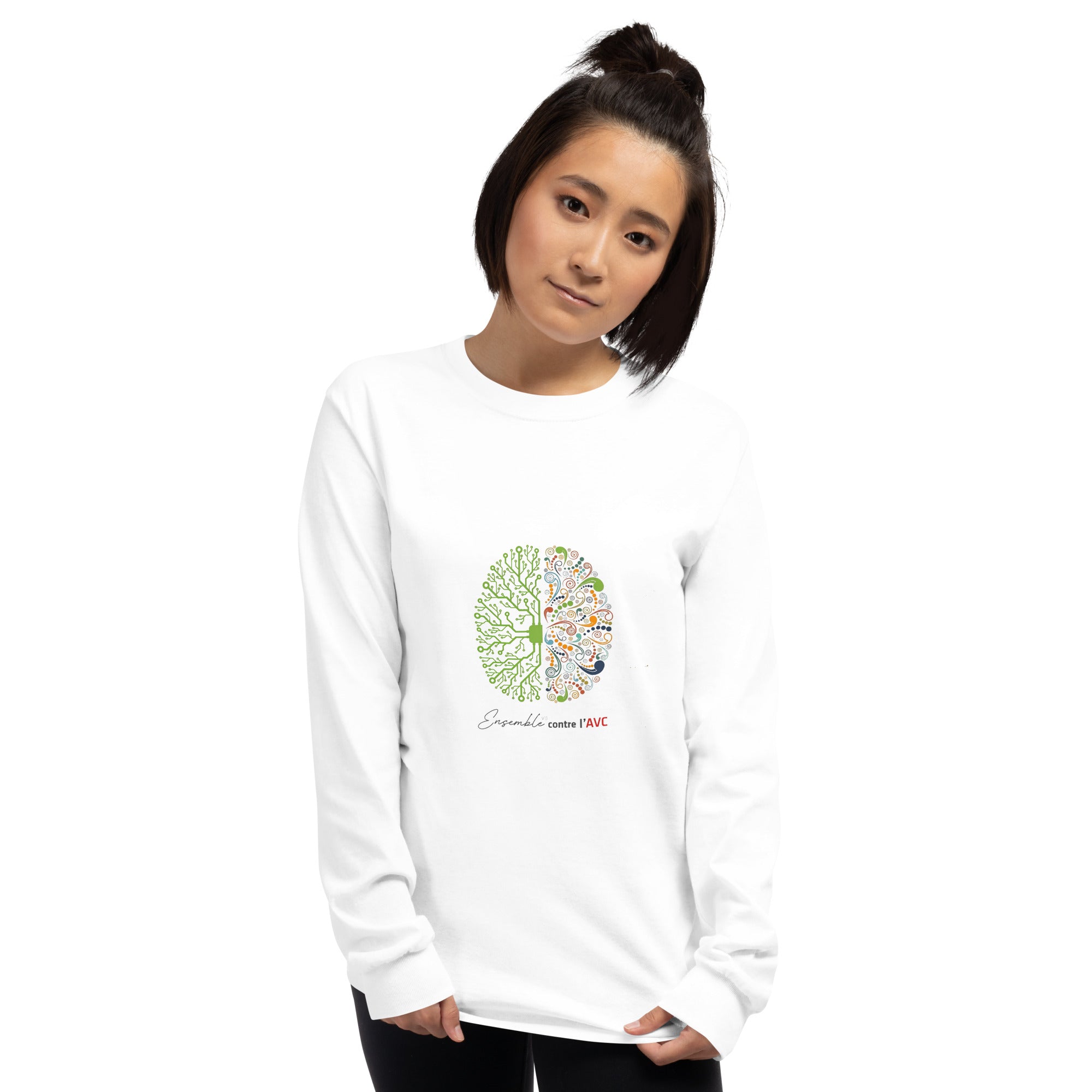 T-shirt à manches longues unisexe - France AVC 44 / "Ensemble contre l'AVC" - Cerveau