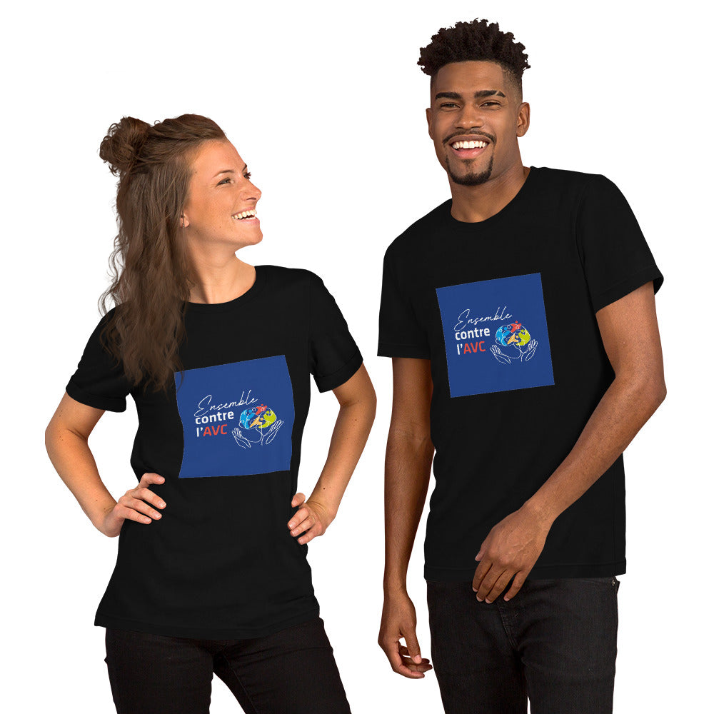 T-shirt unisexe 100% BIO "Ensemble contre l'AVC" - fond bleu