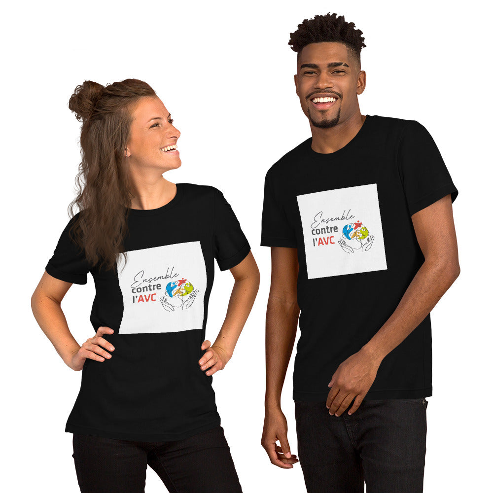 T-shirt unisexe 100% coton - "Ensemble contre l'AVC" - fond blanc
