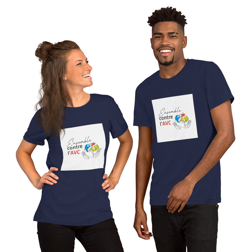 T-shirt unisexe 100% coton - "Ensemble contre l'AVC" - fond blanc