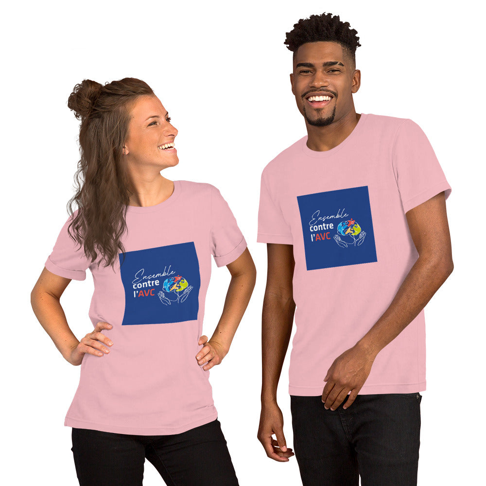 T-shirt unisexe 100% BIO "Ensemble contre l'AVC" - fond bleu