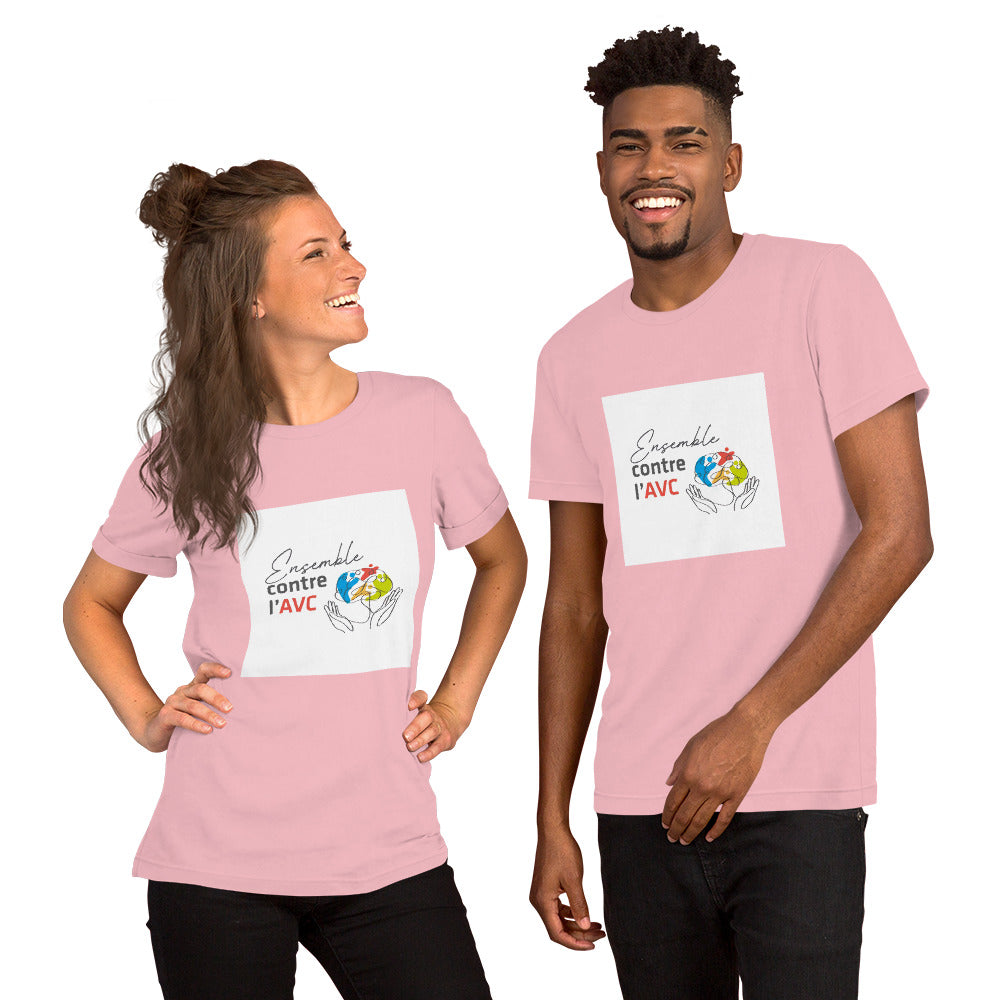 T-shirt unisexe 100% coton - "Ensemble contre l'AVC" - fond blanc