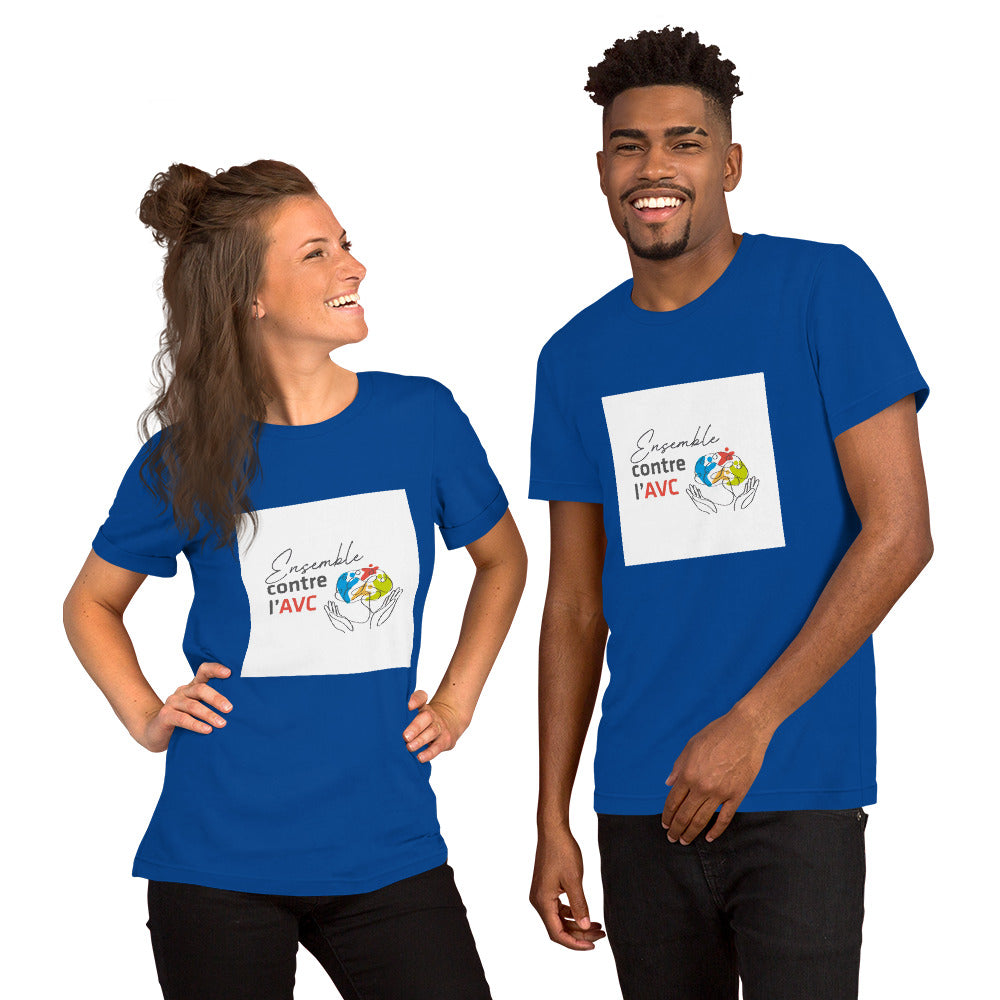 T-shirt unisexe 100% coton - "Ensemble contre l'AVC" - fond blanc